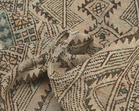 9 Ft Vintage Brown Persian Style Hand Knotted Low Pile Wool Runner Rug